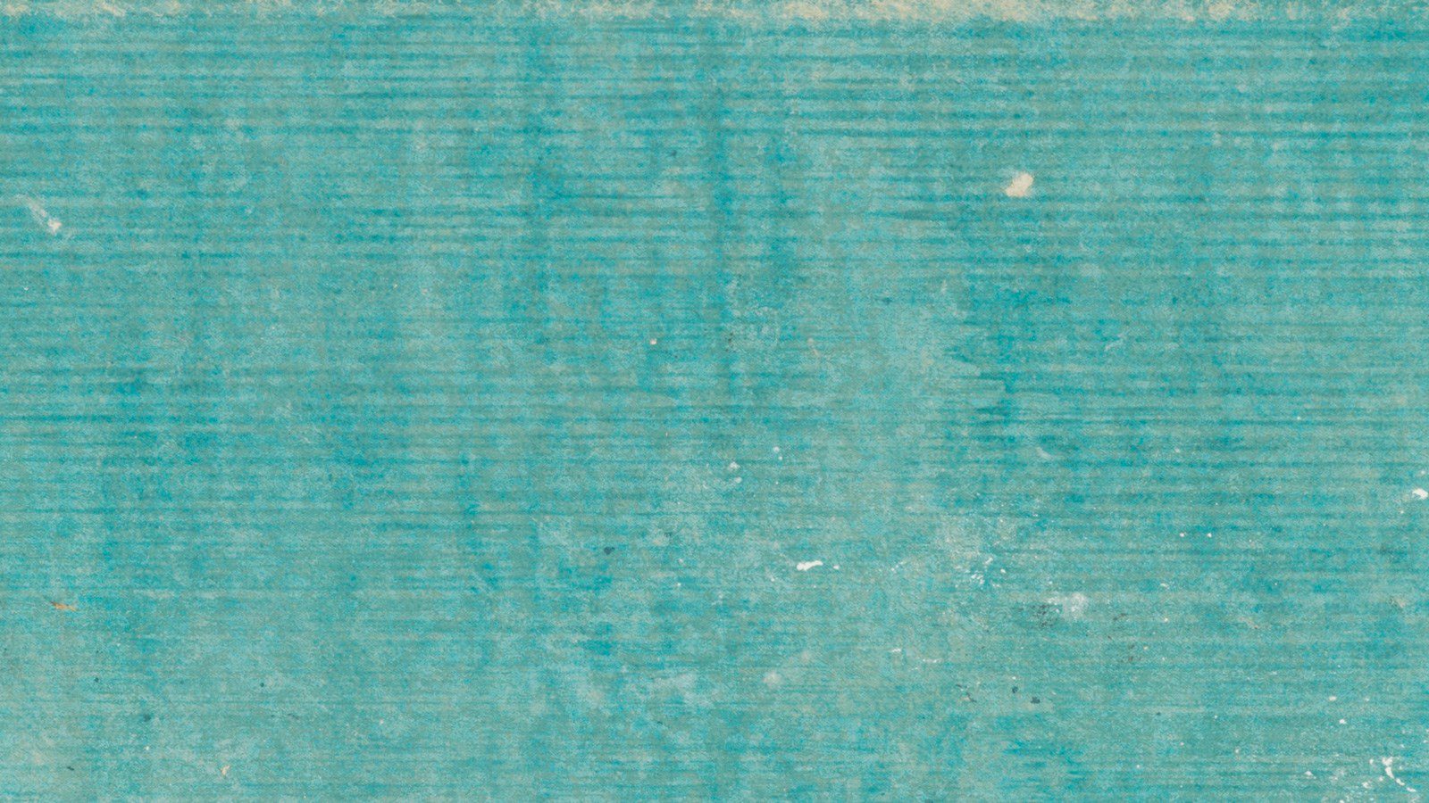 A textured teal surface with subtle horizontal and vertical lines. The color appears slightly faded and worn in certain areas, giving it a distressed, vintage look. Small specks and imperfections are scattered across the surface.