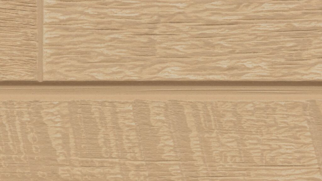 Close-up of a textured beige surface with a pattern resembling wooden grain. The image shows horizontal and vertical lines creating a panel-like design. The texture has a rough, carved appearance, simulating the look of natural wood.