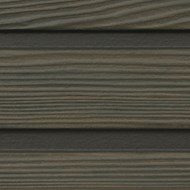 A close-up view of horizontal wooden planks with a dark, weathered finish. The wood grain is prominently visible, featuring textured lines and grooves. The planks are evenly spaced and run parallel to one another, creating a uniform pattern.