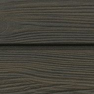 Close-up of dark wooden planks with a prominent grain texture. The wood displays horizontal lines and natural patterns, giving it a rustic appearance. The color is a deep brown with subtle variations.
